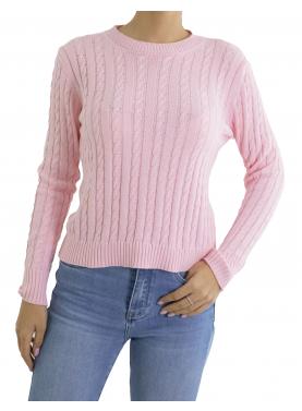 Maglia intrecciata girocollo tinta unita 